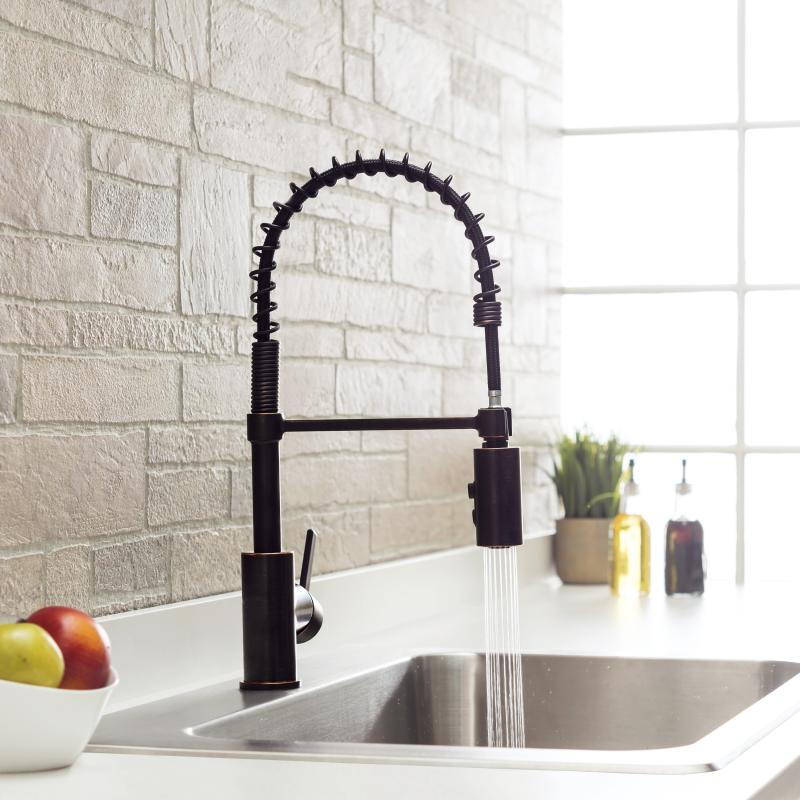 Kitchen Faucet Commercial Deck Mount Single Handle Pull Down Spray 1 Hole Install Oil Rubbed Bronze Homewerks Worldwide