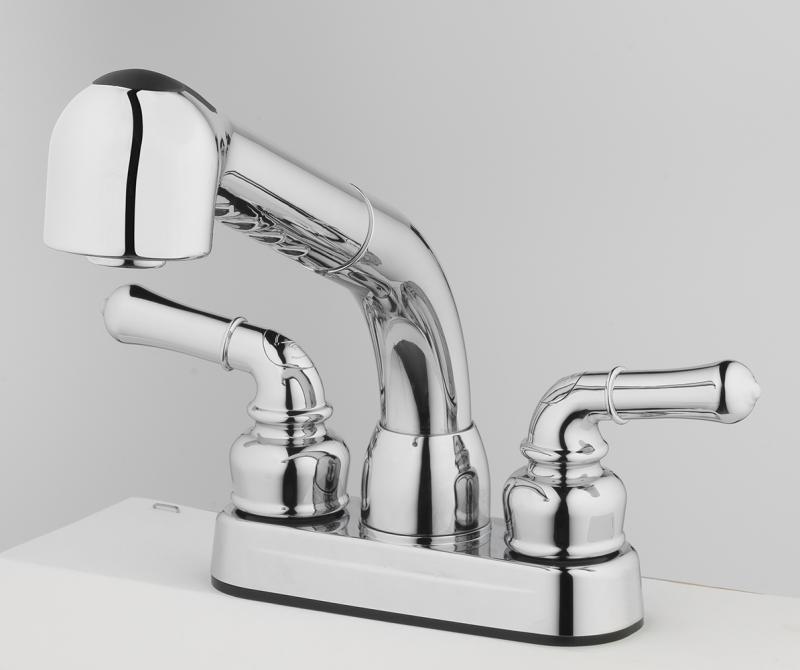 Pullout Laundry Faucet With Two Handles Chrome Finish